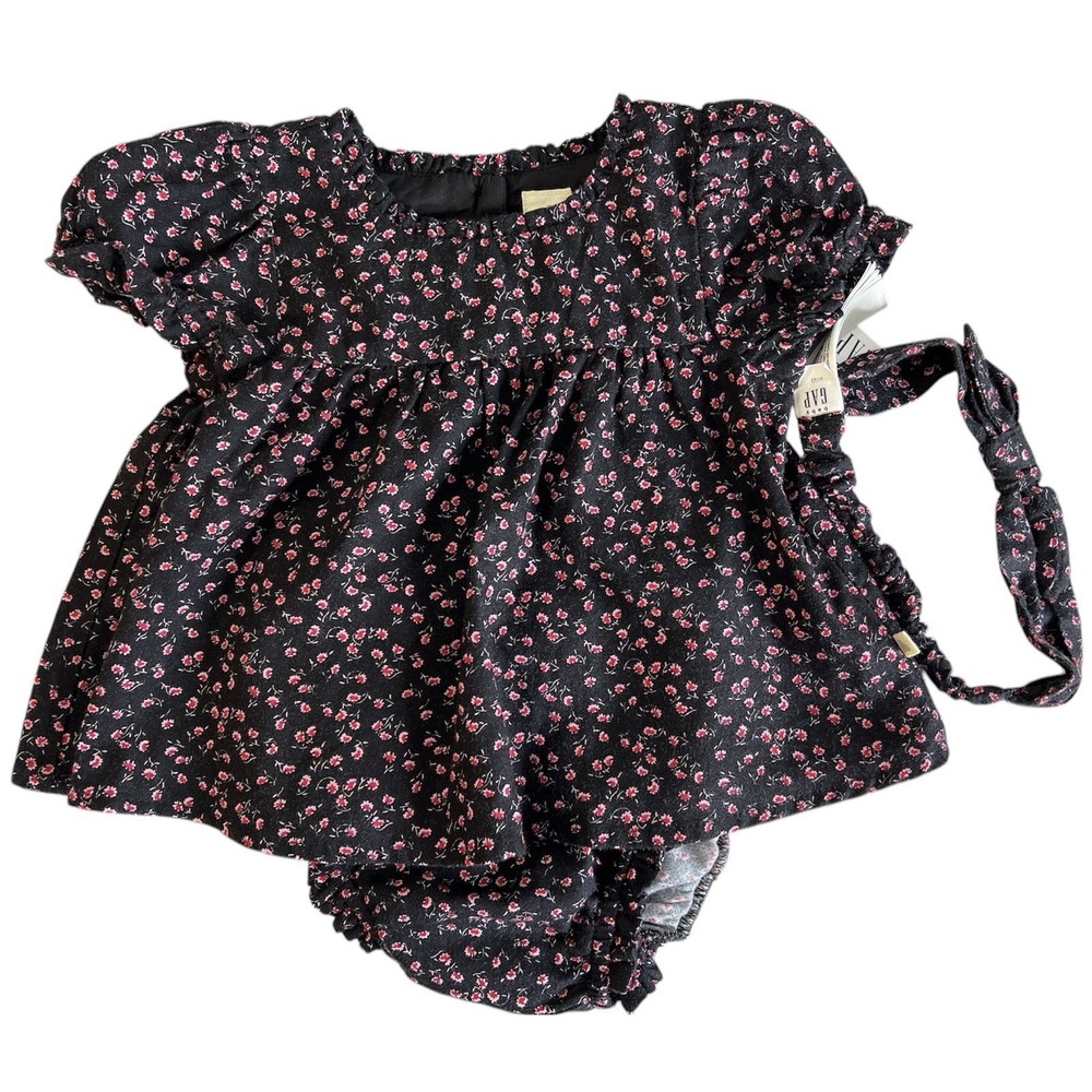 Baby Gap Floral Top Bloomers Headband Outfit Two Piece Set  12-18 Months‎ New